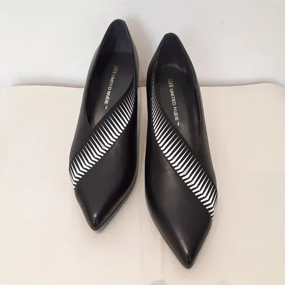 NIB UN UNITED NUDE ZINK PEEK PUMP MID HEEL IN BLACK - Picture 4 of 8